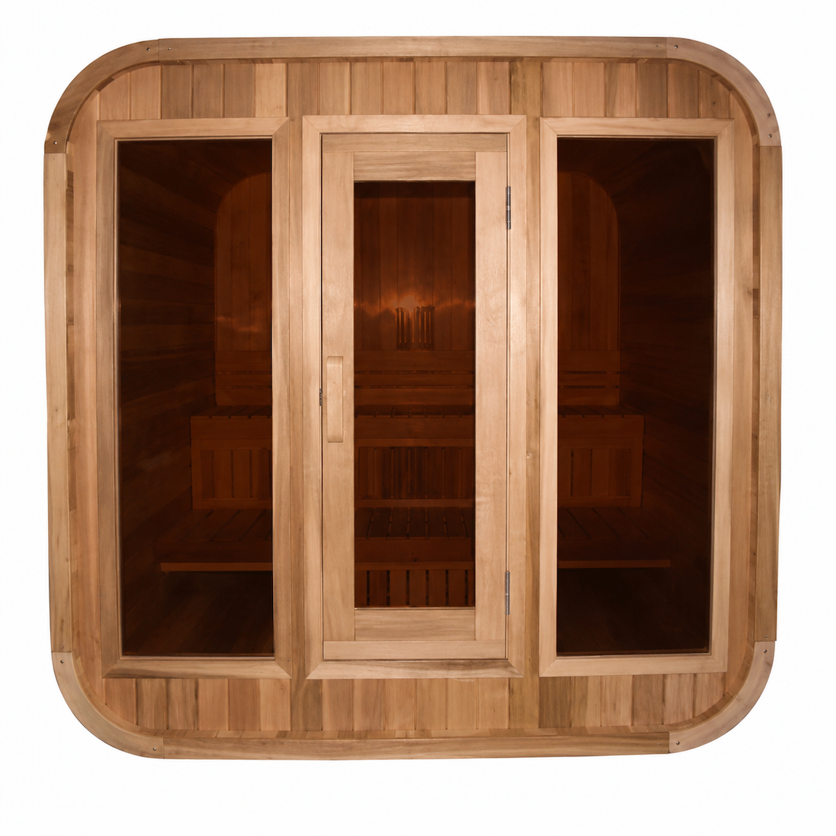 Outdoor Panoramic Cube Sauna — Red Cedar / Thermo Wood / Pine | 2-6 Person
