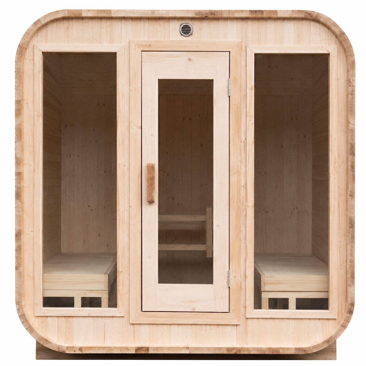 Outdoor Panoramic Cube Sauna — Red Cedar / Thermo Wood / Pine | 2-6 Person