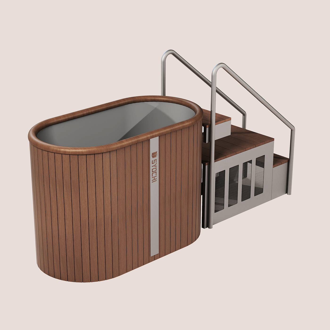 Luxury Oval Ice Bath with Integrated Steps & Chiller