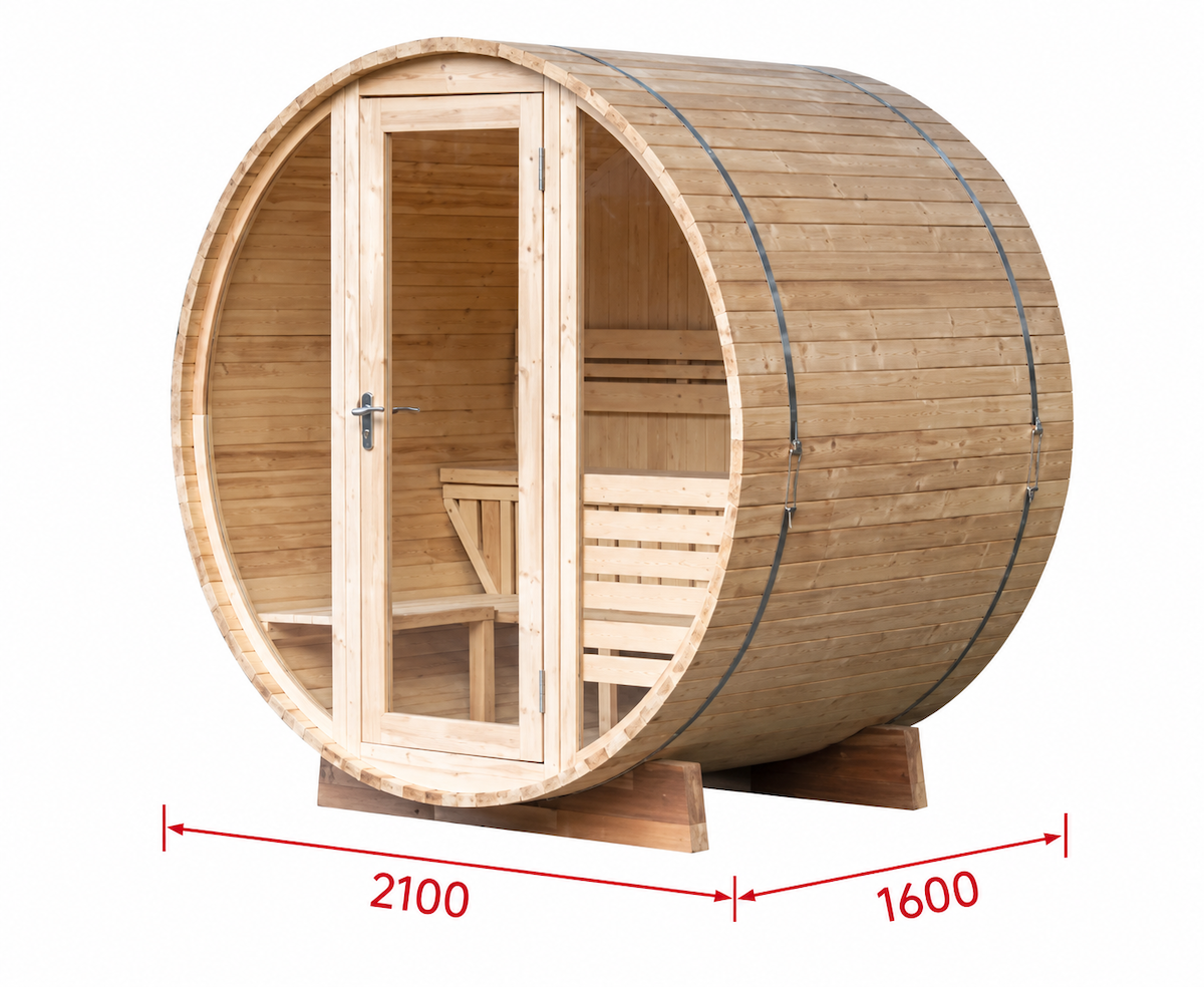 Compact Outdoor Barrel Sauna — Red Cedar / Thermo Wood / Pine | 2-4 Person