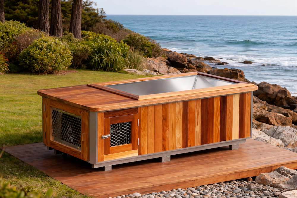 Red Cedar Outdoor Cold Plunge Tub | 304 Stainless Steel Ice Bath with Built-In Chiller | IceBath USA