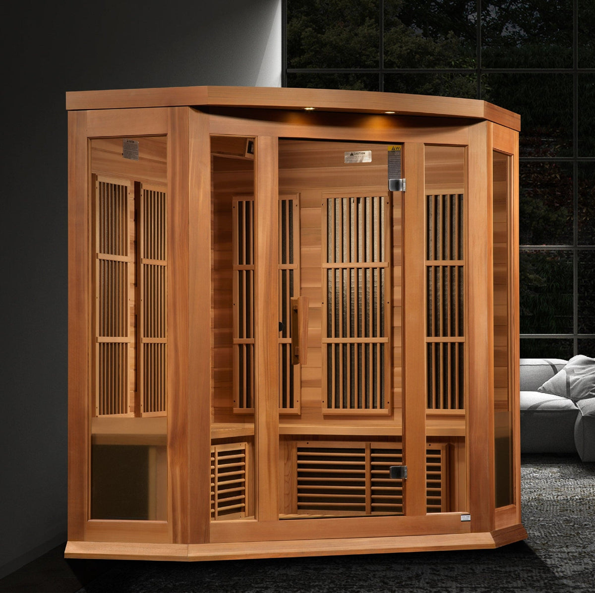 Maxxus "Avignon Edition" 3-Person Corner Near Zero EMF FAR Infrared Sauna with Canadian Red Cedar