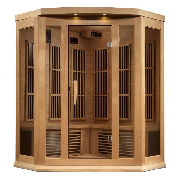 Maxxus "Chaumont Edition" 3-Person Corner Near Zero EMF FAR Infrared Sauna with Canadian Hemlock