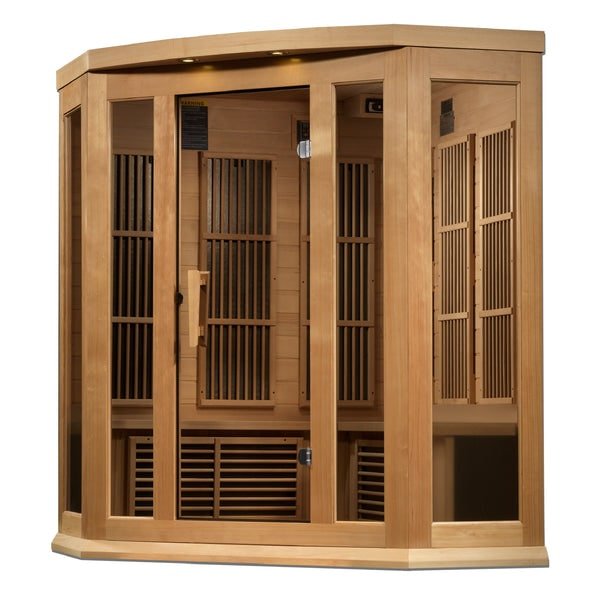 Maxxus "Chaumont Edition" 3-Person Corner Near Zero EMF FAR Infrared Sauna with Canadian Hemlock