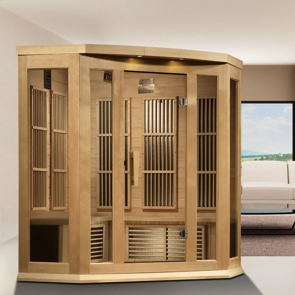 Maxxus "Chaumont Edition" 3-Person Corner Near Zero EMF FAR Infrared Sauna with Canadian Hemlock