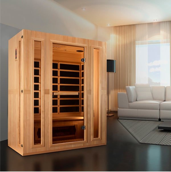 Maxxus "Trinity" Dual Tech 3-Person Low EMF FAR Infrared Sauna with Canadian Hemlock