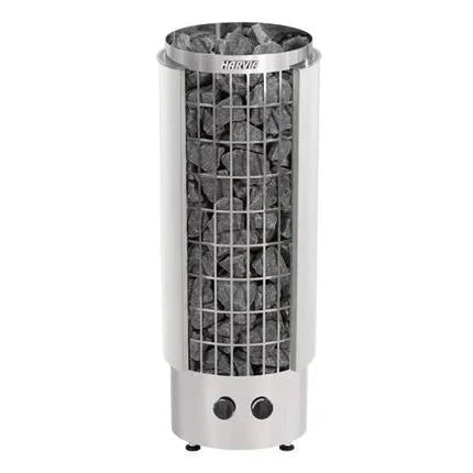 Harvia Cilindro Half Series 8kW Stainless Steel Sauna Heater at 240V 1PH with Built-In Time and Temperature Controls