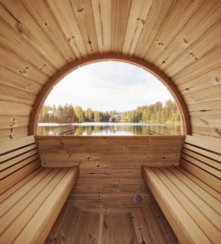 SaunaLife E7G ERGO-Series Glass-Front Barrel Sauna