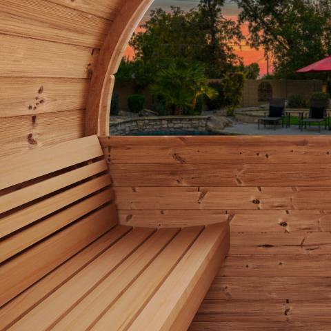 SaunaLife E7G ERGO-Series Glass-Front Barrel Sauna