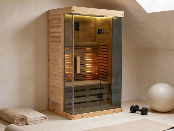 Sauna Infrarouge Intérieur avec Chromothérapie — Cèdre Rouge / Thermo Bois / Pin | 1-2 Personnes